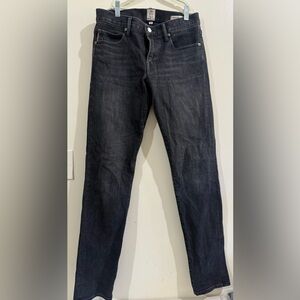 HIROSHI KATO Men's Straight Fit Denim Jeans in Dark Gray